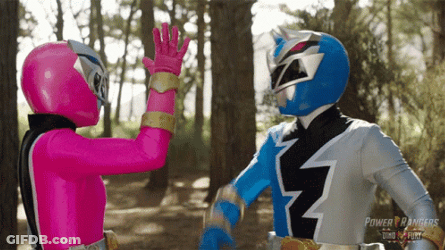 Power Rangers Team High Five GIF