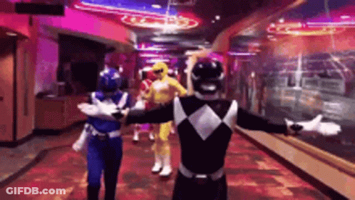 Power Rangers Walking Down Hallway GIF