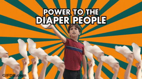 Power To The Diaper People Boy Holding Diaper GIF