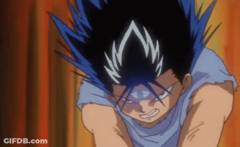 Powerful Hiei Clothes Torn Magic Attack GIF