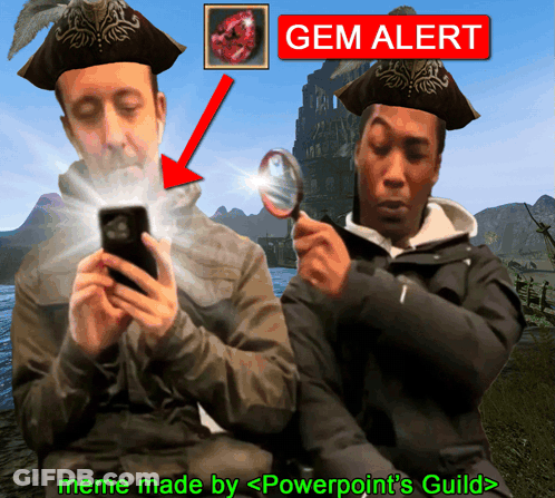 Powerpoint's Guild Two Men Phone Magnifying Glass GIF