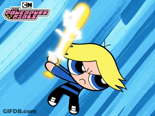 Powerpuff Girls Character Holding Bat GIF