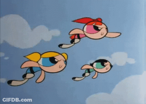 Powerpuff Girls Flying Through Air GIF