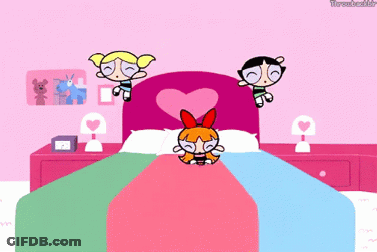 Powerpuff Girls Jumping In Bed GIF