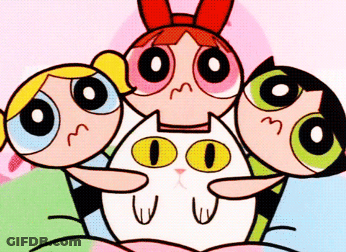Powerpuff Girls With A Sad Cat GIF