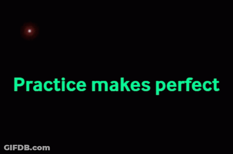 Practice Makes Perfect Text With Flare GIF