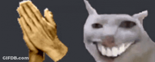 Praying Hand Next To Smiling Cat GIF