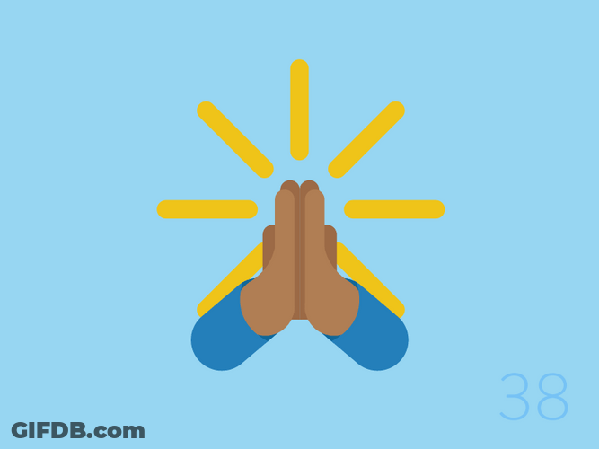 Praying Hands Blue Yellow Emoji Cartoon GIF