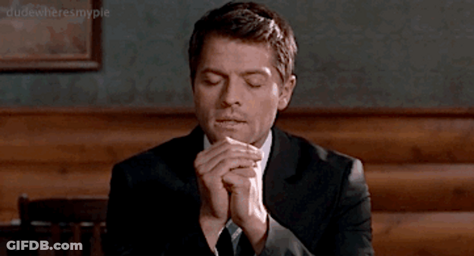Praying Hands Castiel Supernatural Time Lapse GIF