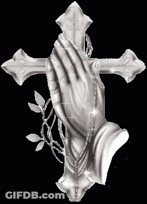 Praying Hands Holy Cross Sparkling Animation GIF