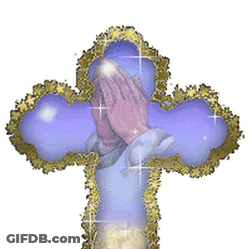 Praying Hands Sparkling Cross Animation GIF