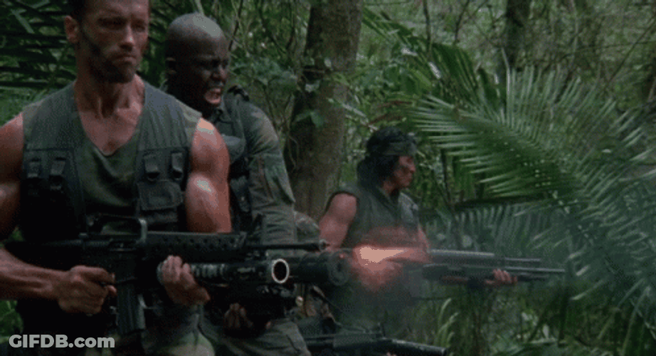 Predator Arnold Schwarzenegger Machine Gun GIF