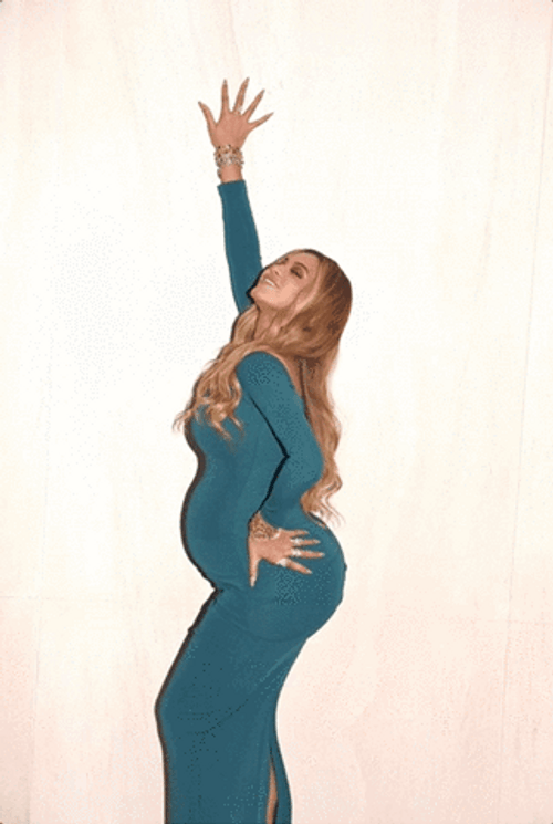 Pregnant Beyonce Against Wall GIF