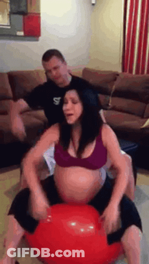 Pregnant Woman In Bouncing Ball GIF