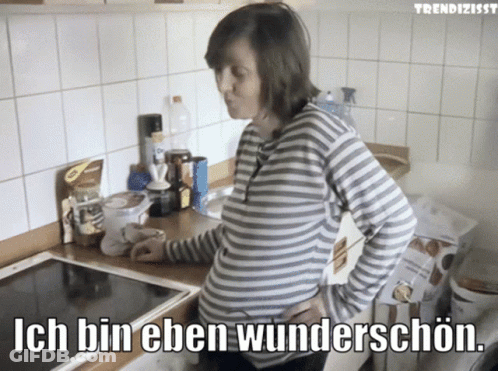 Pregnant Woman In Kitchen Ich Bin Eben Wunderschon GIF