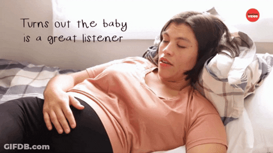 Pregnant Woman Will Figure Belly Out GIF
