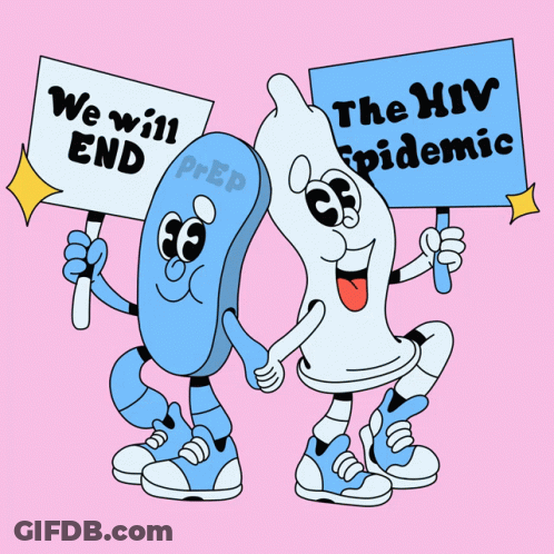 Prep And Condom With We Will End The HIV Epidemic Signs GIF