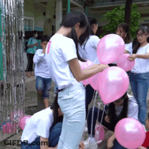 Prepare Pink Surprise Birthday Balloons GIF