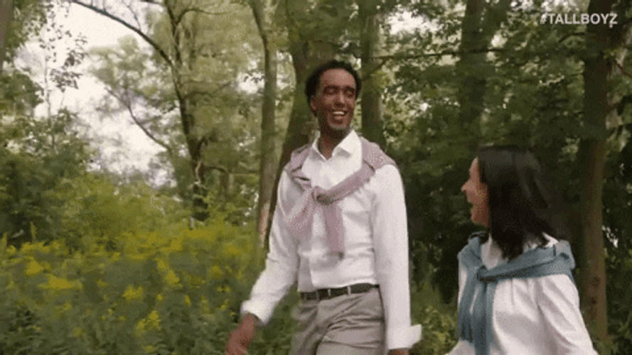 Preppy Couple Skipping GIF