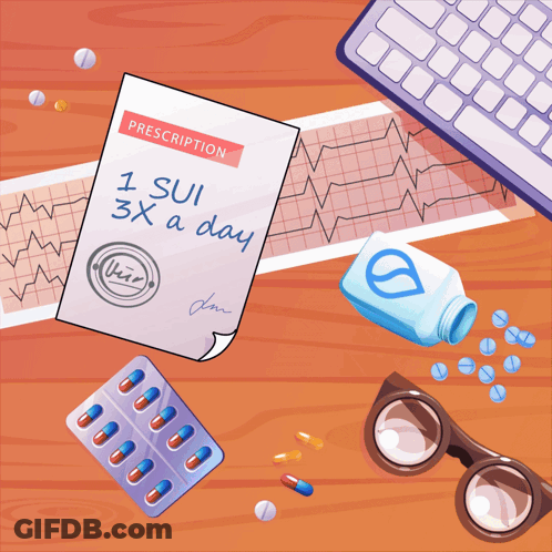 Prescription For 1 Sui 3X A Day On Desk GIF