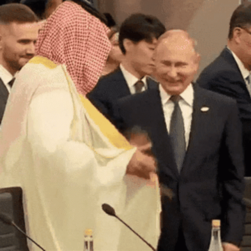 President Putin Hand Shakes Saudi Arabia's Crown Prince GIF