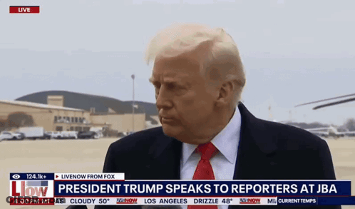 President Trump Speaks To Reporters At Jba Live On Fox News GIF