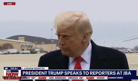 President Trump Speaks To Reporters At Jba Live On Fox GIF