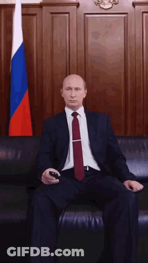 President Vladimir Putin Turning On TV Using Remote GIF