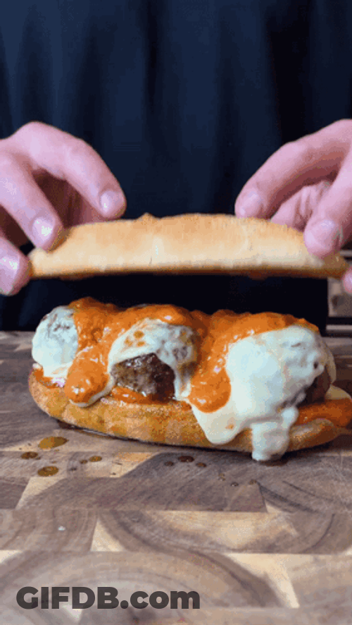 Pressing A Meatball Sub GIF
