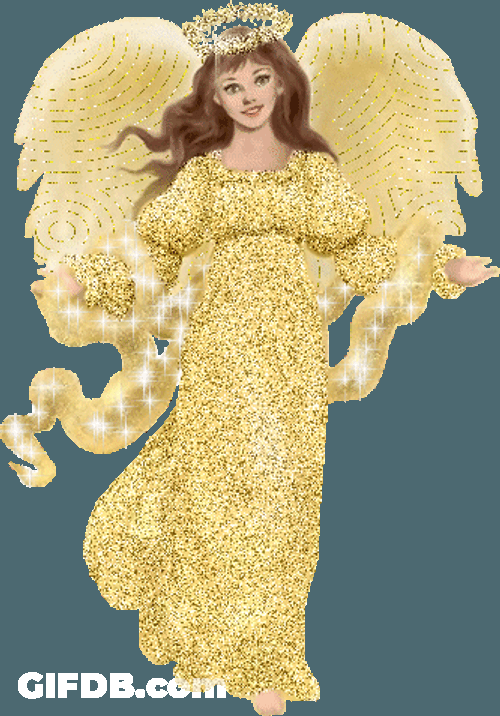 Pretty Angel With Gold Glitter GIF