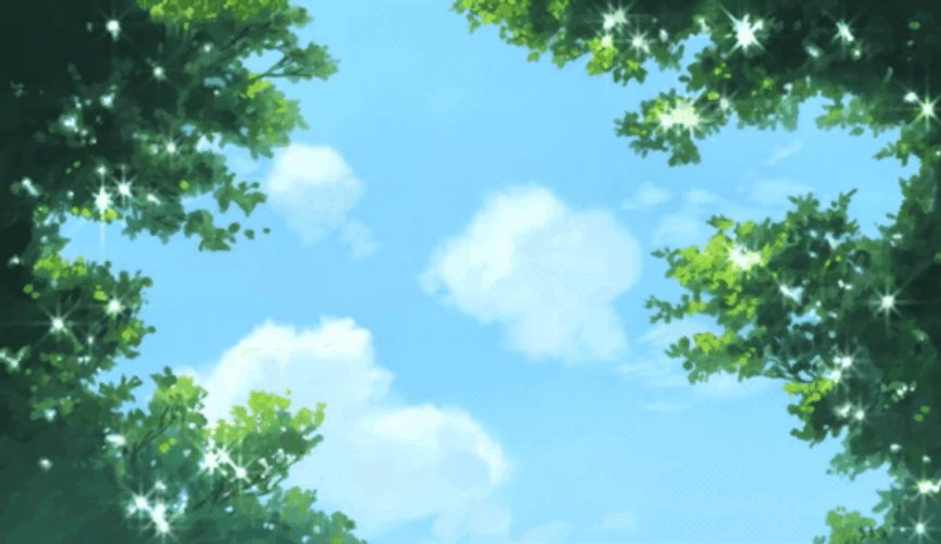Pretty Anime Blue Sky Beyond Tree Lines GIF