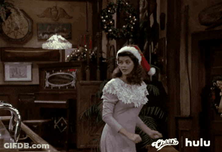 Pretty Girl Jumping While Clapping On Xmas GIF