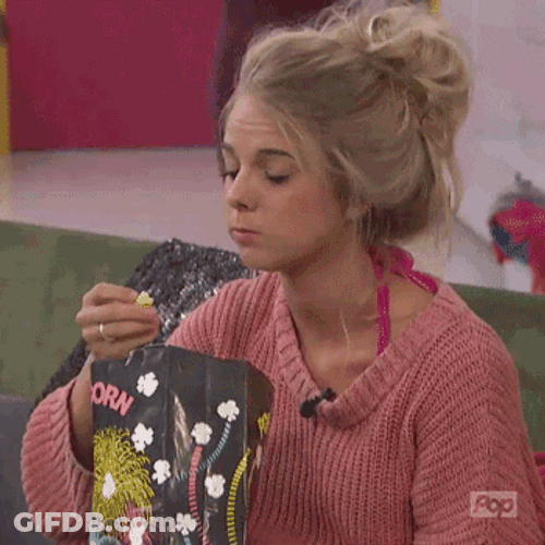 Pretty Lady Eating Popcorn Meme GIF