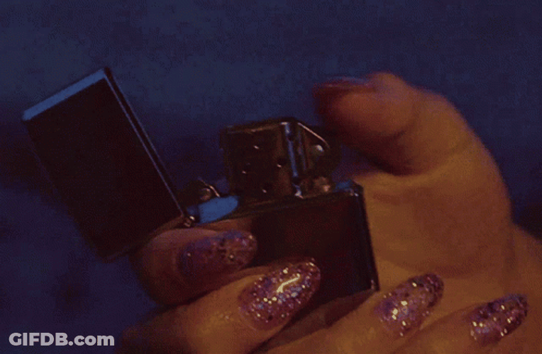 Pretty Nails And Lighter GIF