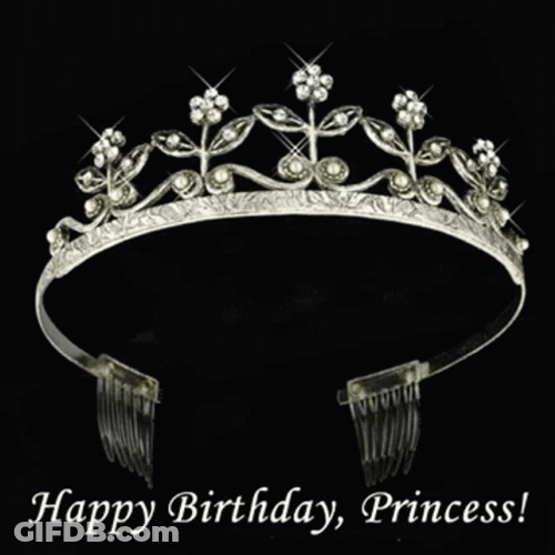 Pretty Princess Silver Crown Happy Birthday Queen GIF