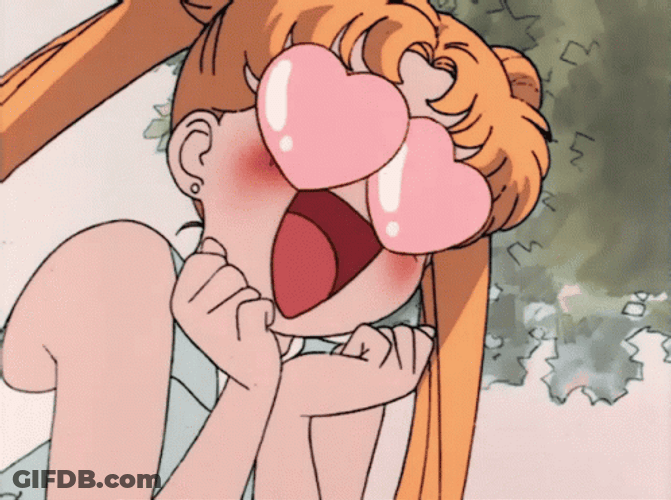Pretty Sailormoon Big Pink Animated Hearts GIF