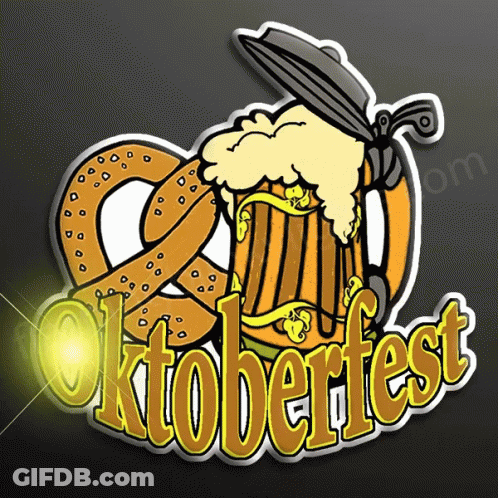 Pretzel And Beer Mug Saying Oktoberfest GIF