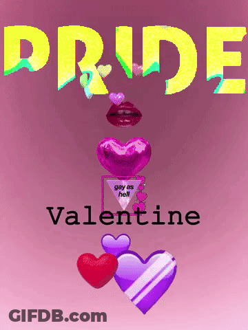 Pride Valentine Poster With Hearts And Lips GIF