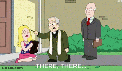 Priest Kneeling Next To Girl Saying There There GIF
