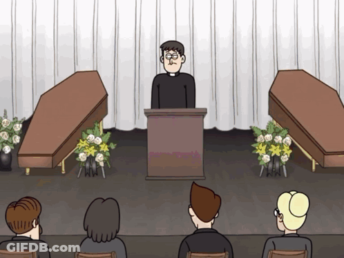 Priest Standing At Coffins GIF