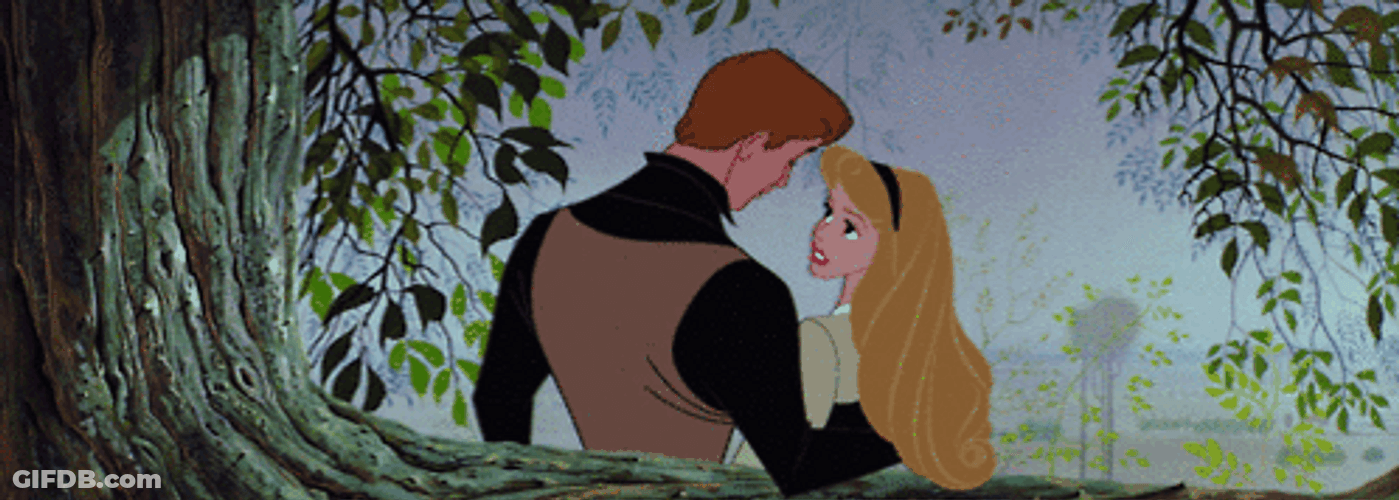 Prince And Sleeping Beauty Under The Tree GIF