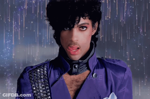 Prince Wearing A Purple Jacket With Studs On The Sleeves GIF