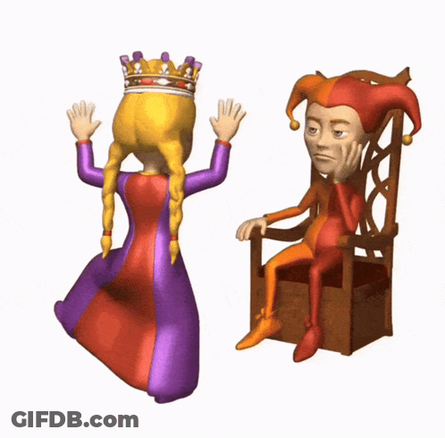 Princess And Jester Sitting On A Chair GIF