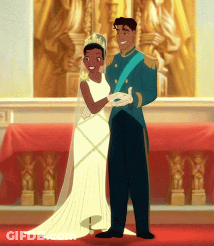 Princess And The Frog Bride And Groom On Red Carpet GIF