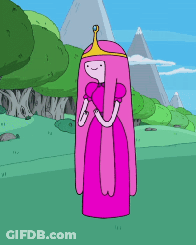 Princess Bubblegum Is Standing Next To A Blue Monster GIF