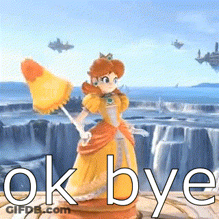 Princess Daisy Holding Umbrella At Waterfall GIF