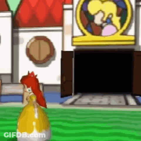 Princess Daisy Standing In Front Of Building GIF