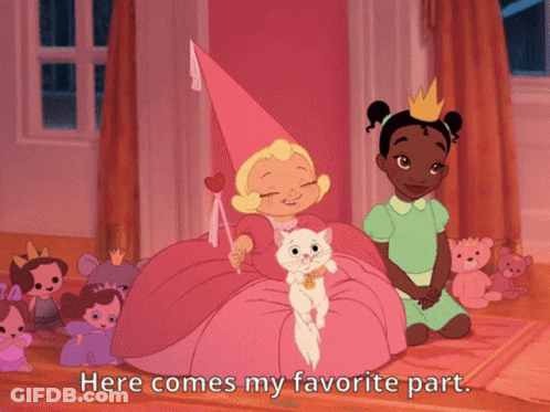Princess Holding Cat Here Comes My Favorite Part GIF