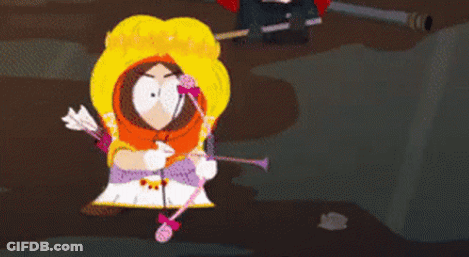 Princess Kenny Shooting Arrow Hearts GIF