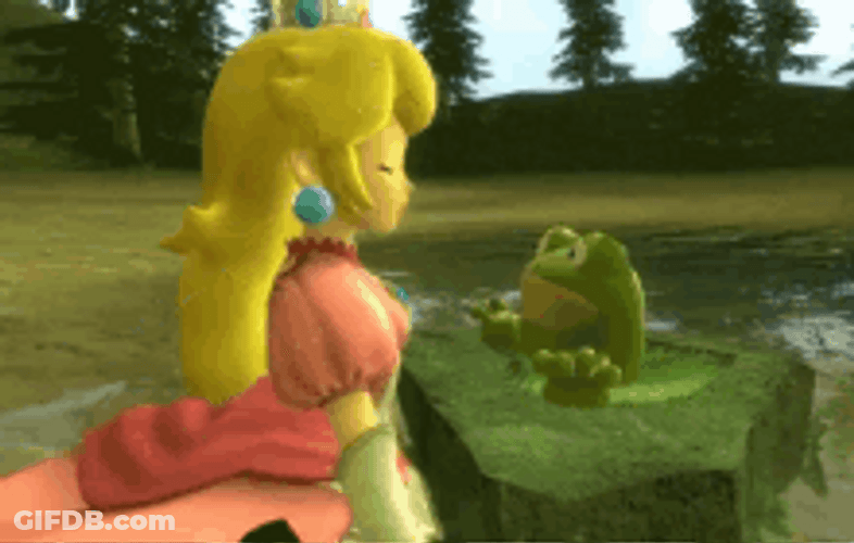 Princess Kissing A Frog GIF